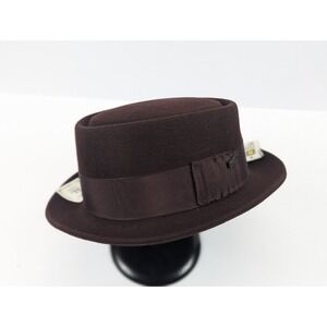 Bailey Jett Pork Pie Burgundy 100% Wool Hat Fedora Mens XL Bollman Company